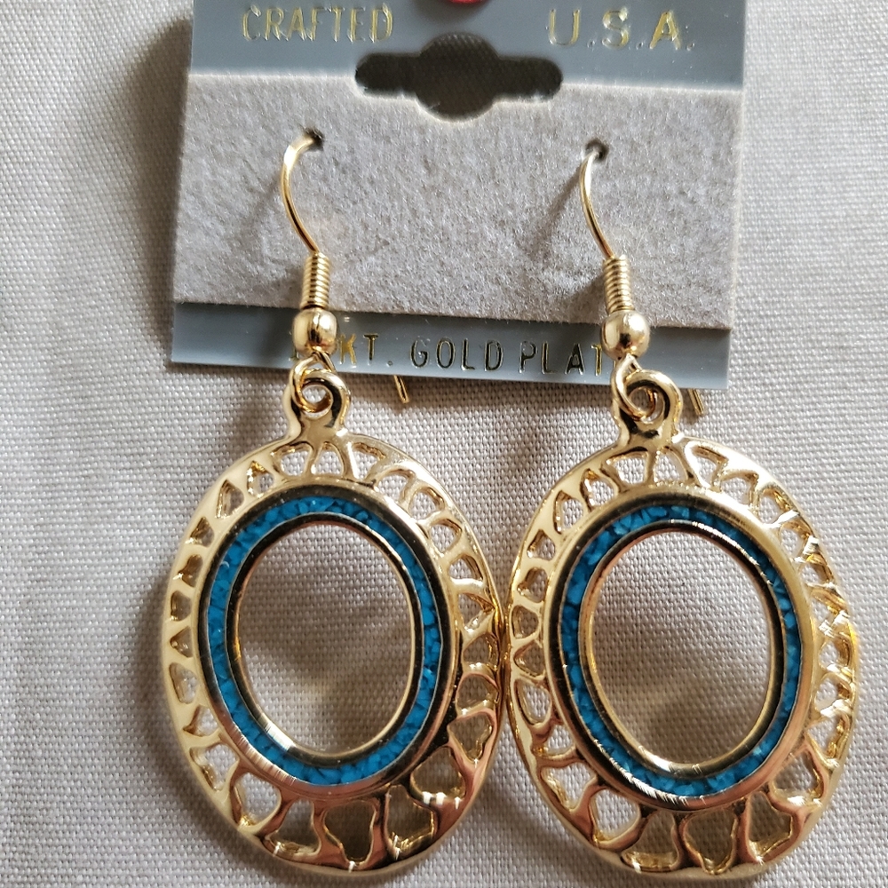 Oval turquoise earrings handmade in the usa